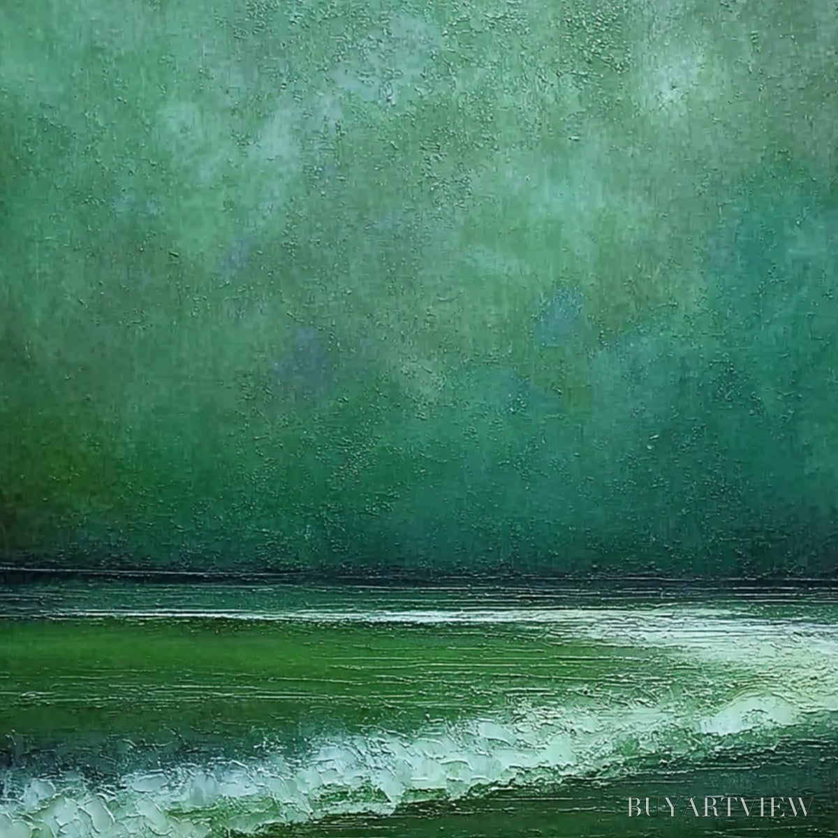 ARTOVITAS Emerald Tide – Textured Wabi Sabi Abstract Seascape Painting - image 5