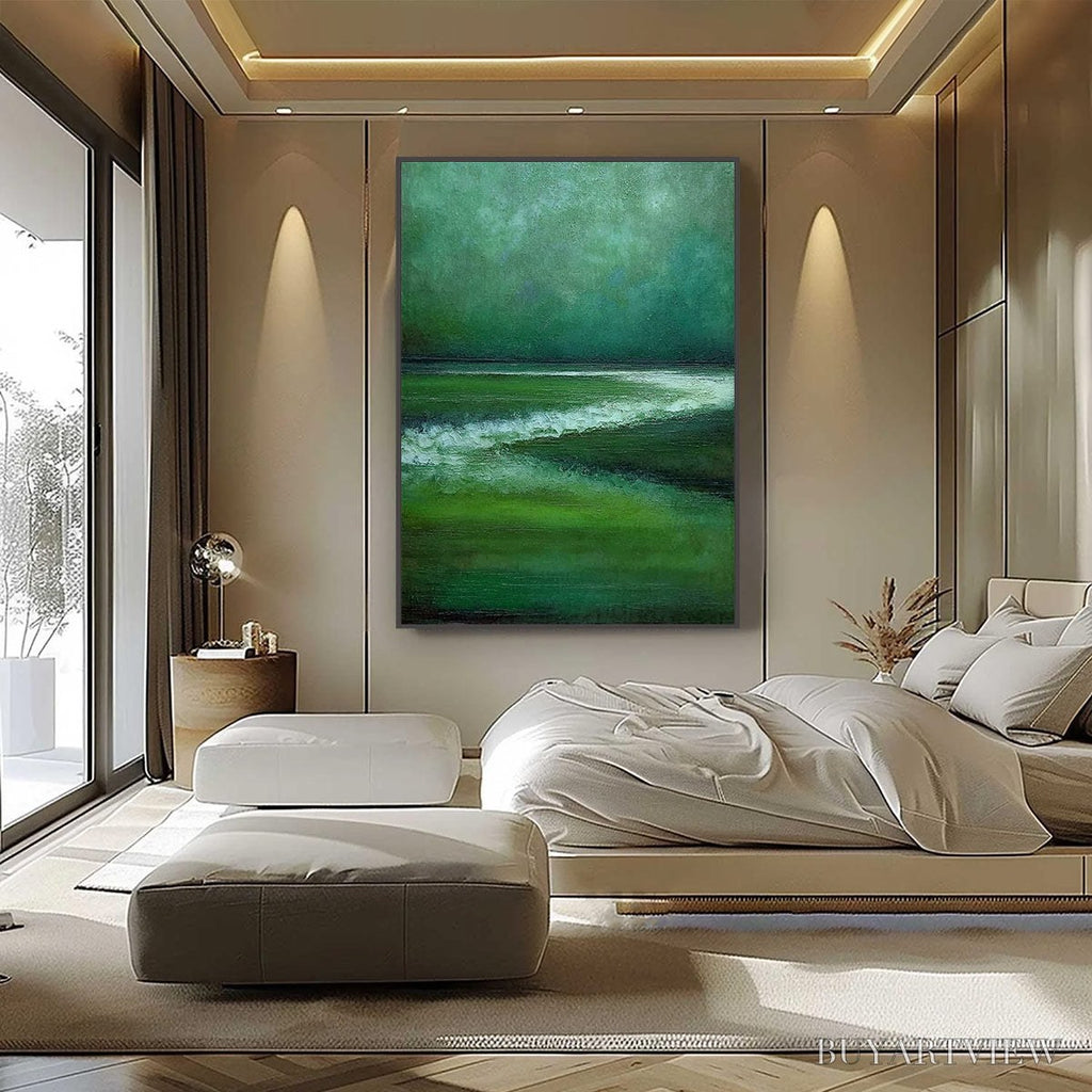 ARTOVITAS Emerald Tide – Textured Wabi Sabi Abstract Seascape Painting - image 6