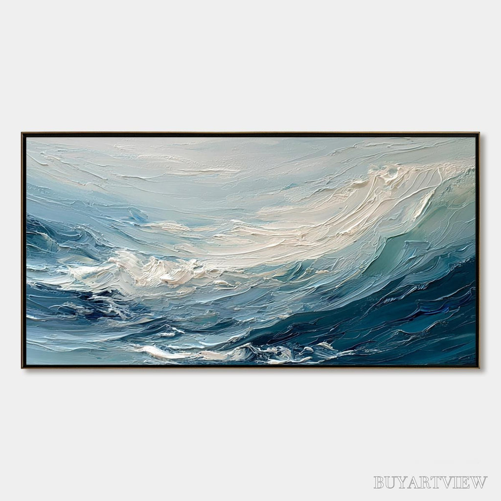 ARTOVITAS Aegean Surge – Textured Abstract Ocean Wave Painting - image 1
