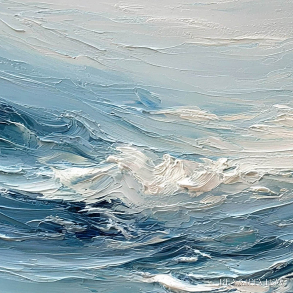 ARTOVITAS Aegean Surge – Textured Abstract Ocean Wave Painting - image 3