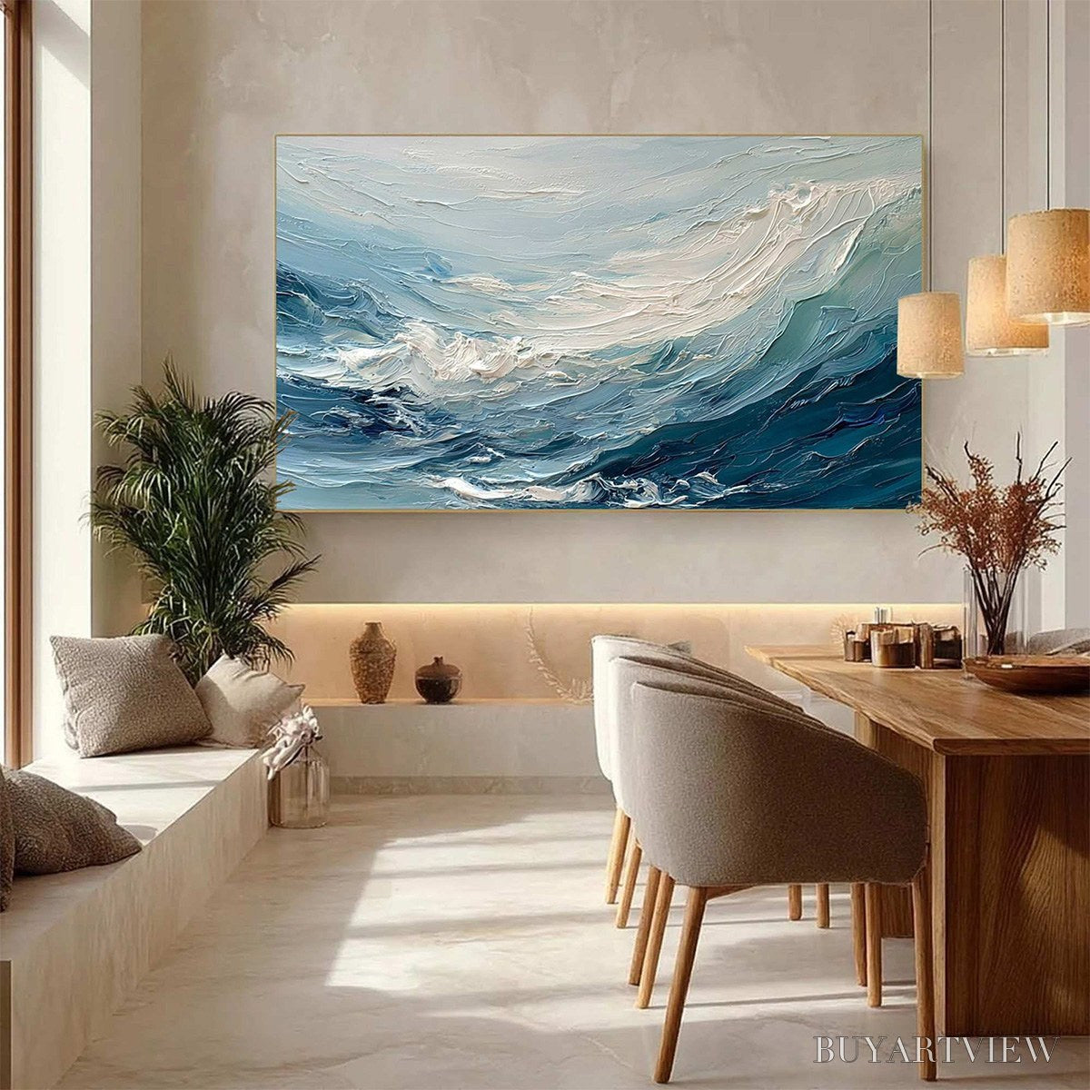 ARTOVITAS Aegean Surge – Textured Abstract Ocean Wave Painting - image 4