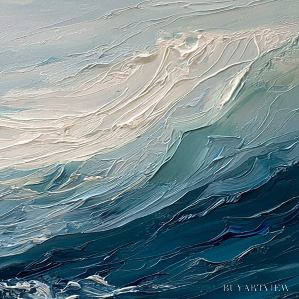 ARTOVITAS Aegean Surge – Textured Abstract Ocean Wave Painting - image 5