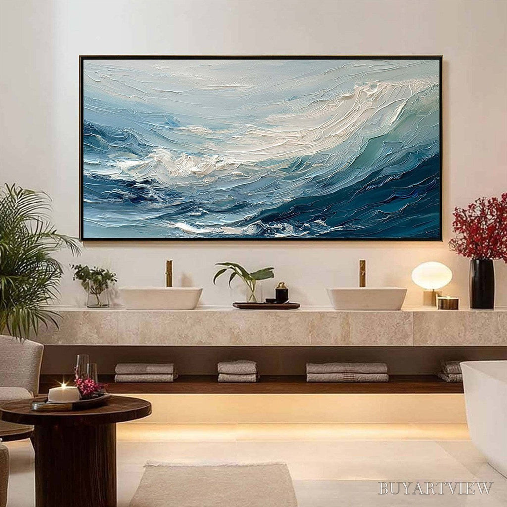 ARTOVITAS Aegean Surge – Textured Abstract Ocean Wave Painting - image 6