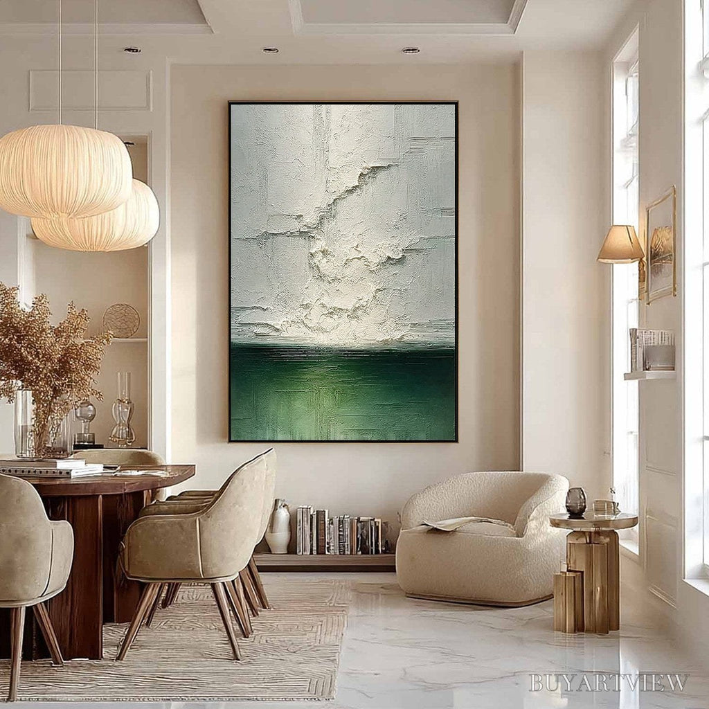 ARTOVITAS Emerald Horizon – Heavily Textured Wabi Sabi Abstract Seascape Painting - image 6