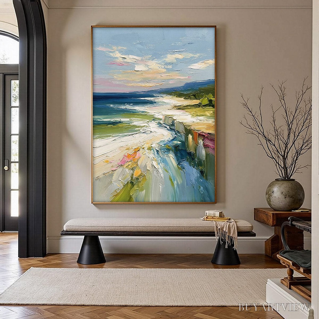 ARTOVITAS Coastal Embrace – Textured Impasto Seascape Oil Painting for Wall Decor - image 4