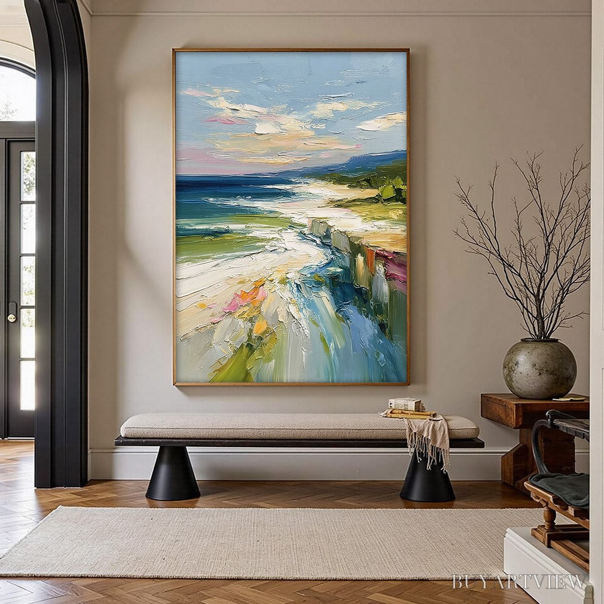 ARTOVITAS Coastal Embrace – Textured Impasto Seascape Oil Painting for Wall Decor - image 4