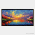 ARTOVITAS Vibrant Horizon – Textured Impasto Cityscape Sunset Painting - image 1