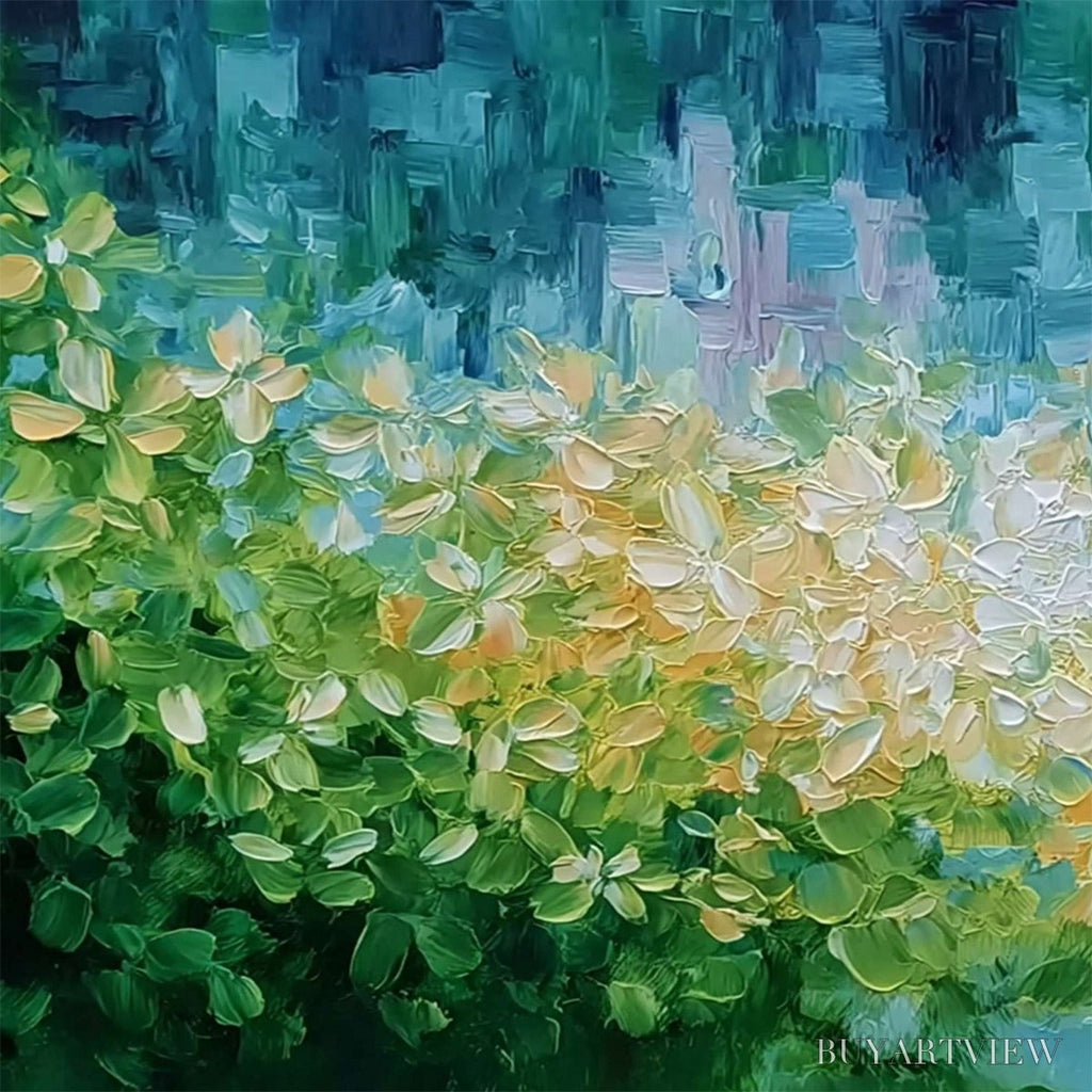 ARTOVITAS Verdant Echo – Textured Impasto Painting of a Lakeside Reflection - image 3