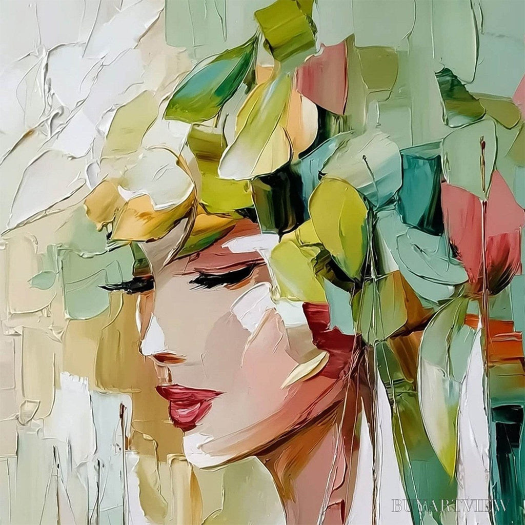 ARTOVITAS Ocean'S Muse – Textured Palette Knife Portrait Painting with Seascape - image 3
