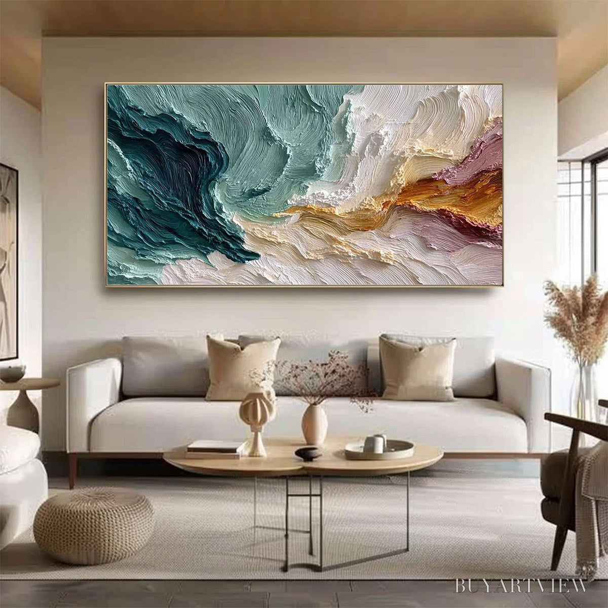 ARTOVITAS Coastal Rhythm – Large Horizontal Textured Impasto Ocean Painting - image 2