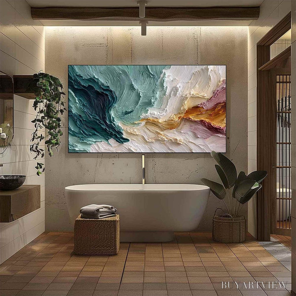 ARTOVITAS Coastal Rhythm – Large Horizontal Textured Impasto Ocean Painting - image 6