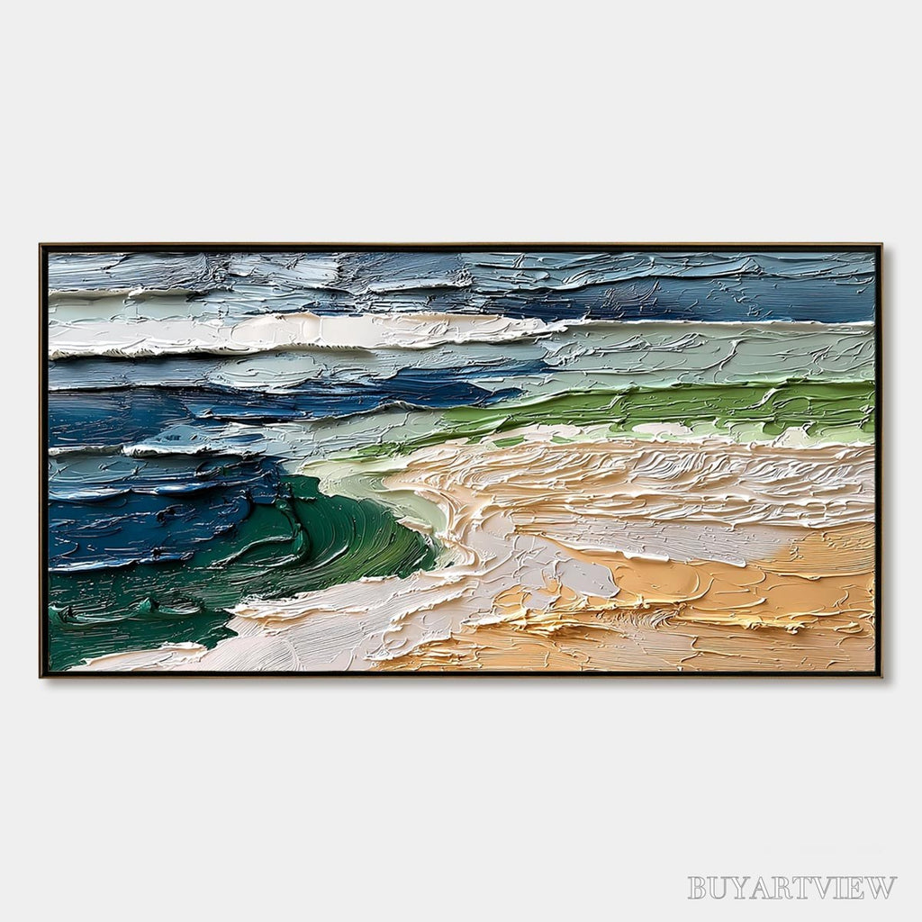 ARTOVITAS Coastal Drift – Textured Abstract Seascape Impasto Oil Painting - image 1