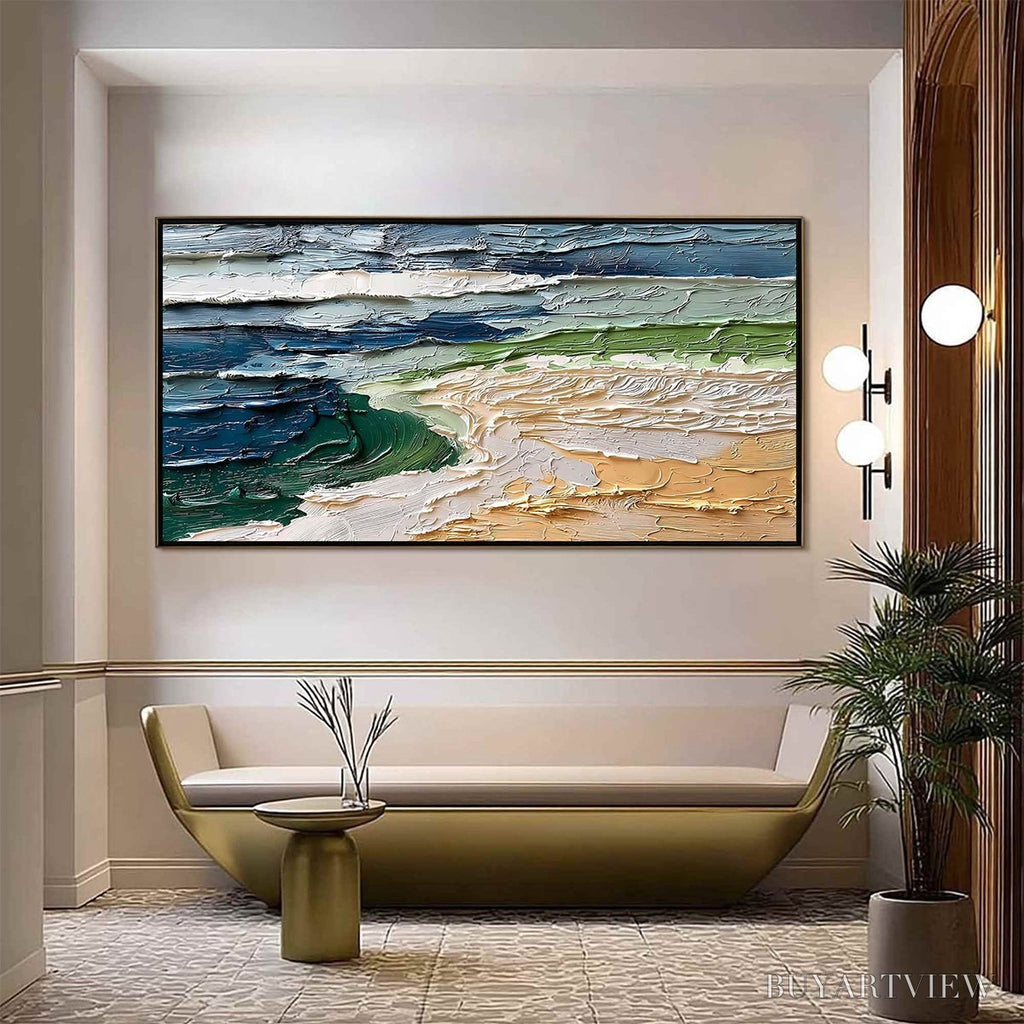 ARTOVITAS Coastal Drift – Textured Abstract Seascape Impasto Oil Painting - image 2