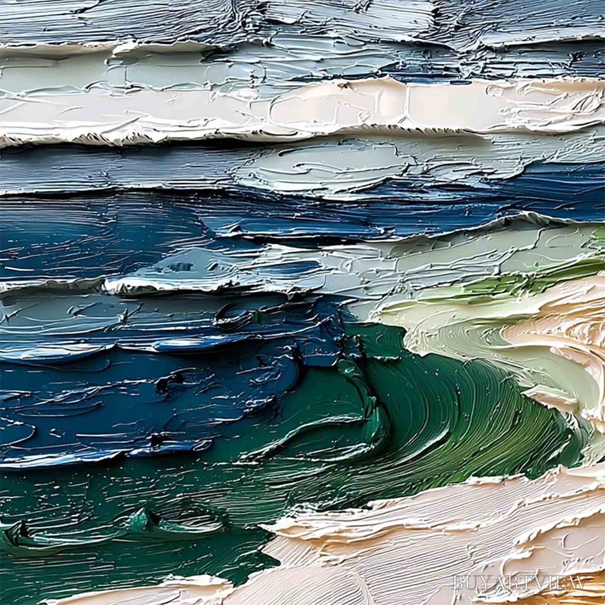 ARTOVITAS Coastal Drift – Textured Abstract Seascape Impasto Oil Painting - image 3