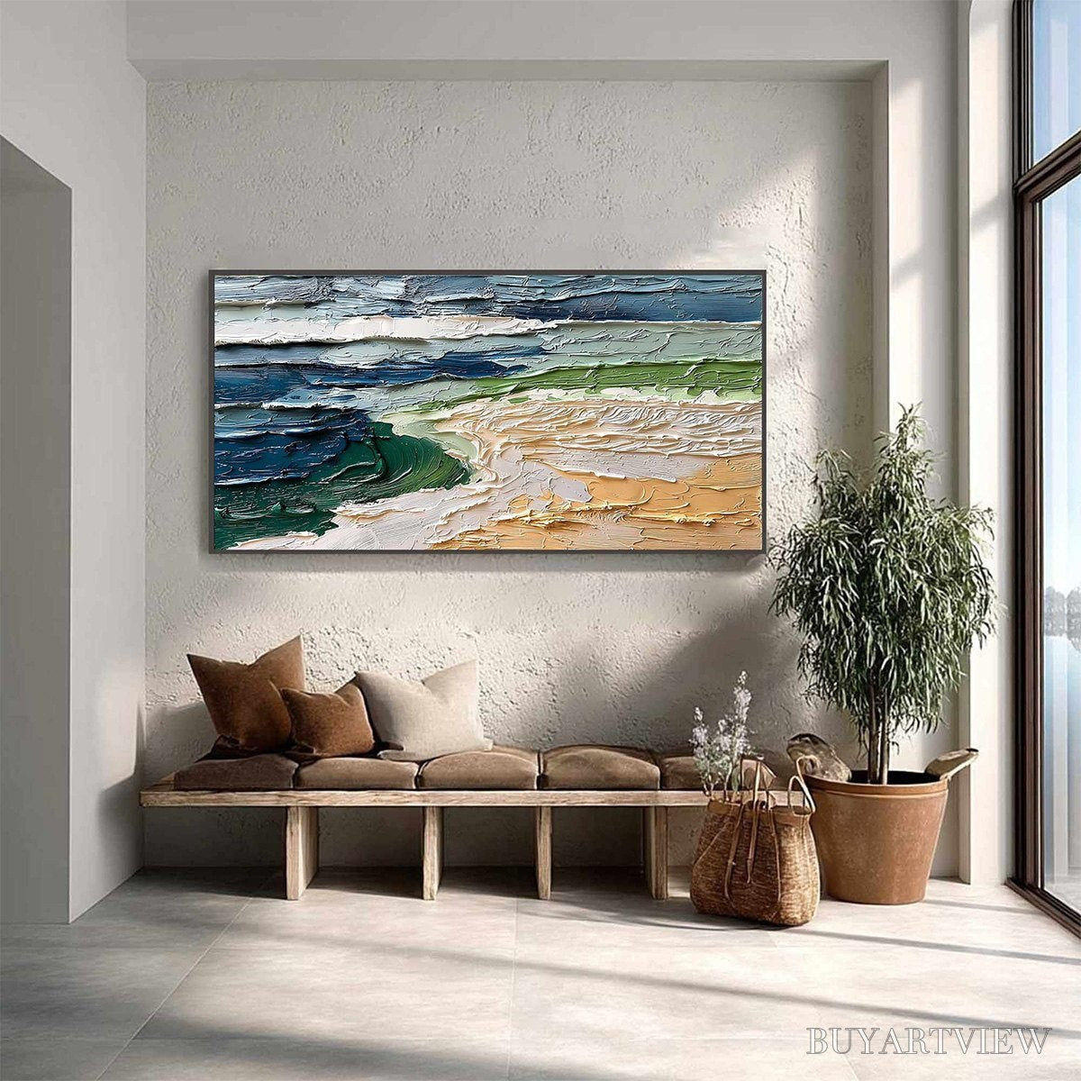 ARTOVITAS Coastal Drift – Textured Abstract Seascape Impasto Oil Painting - image 4