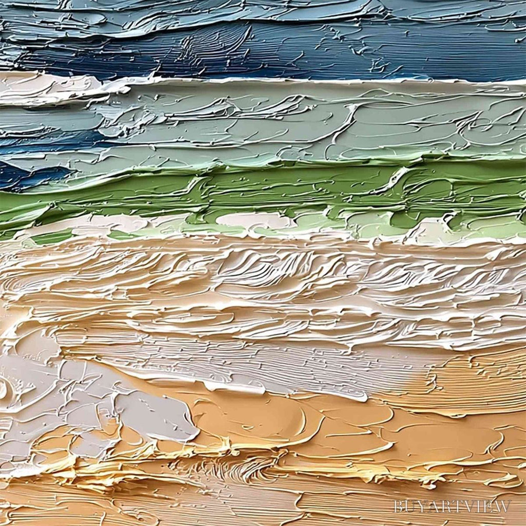 ARTOVITAS Coastal Drift – Textured Abstract Seascape Impasto Oil Painting - image 5