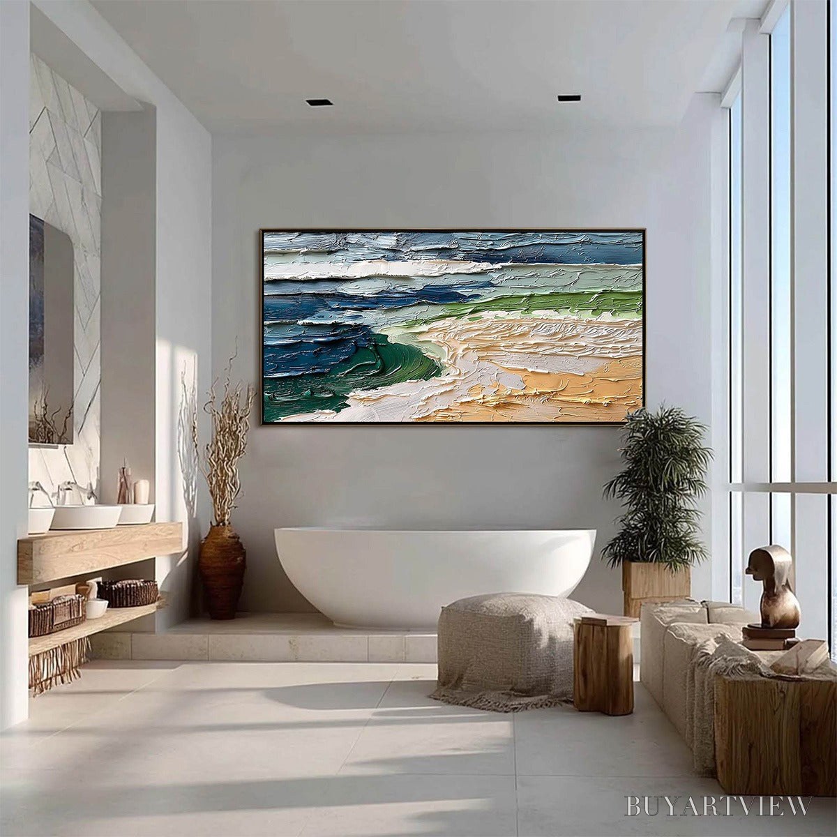 ARTOVITAS Coastal Drift – Textured Abstract Seascape Impasto Oil Painting - image 6
