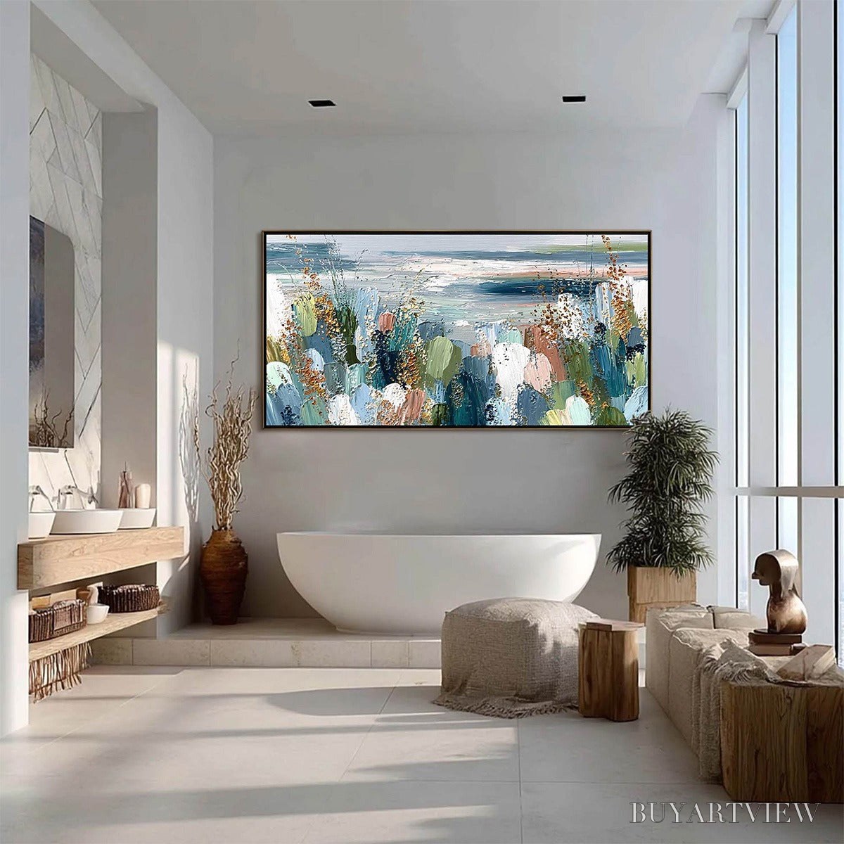 ARTOVITAS Coastal Bloom – Textured Abstract Seascape Impasto Oil Painting - image 6