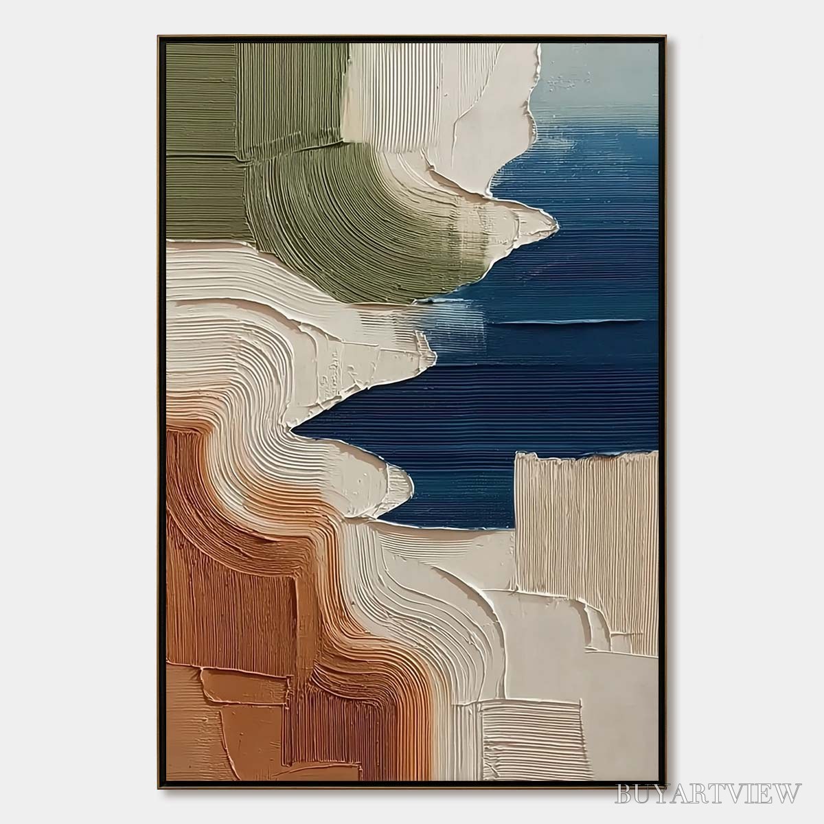 ARTOVITAS Terra E Mare – Heavy Texture Abstract Coastal Landscape Painting - image 1