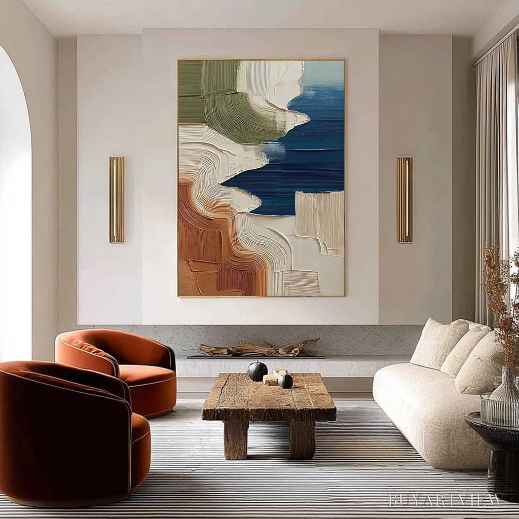 ARTOVITAS Terra E Mare – Heavy Texture Abstract Coastal Landscape Painting - image 2