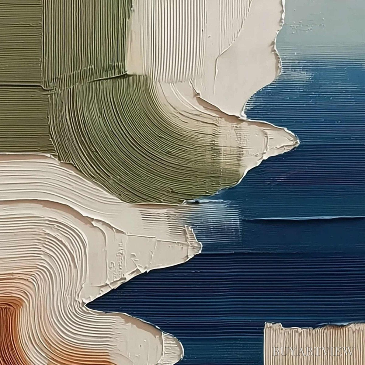 ARTOVITAS Terra E Mare – Heavy Texture Abstract Coastal Landscape Painting - image 3