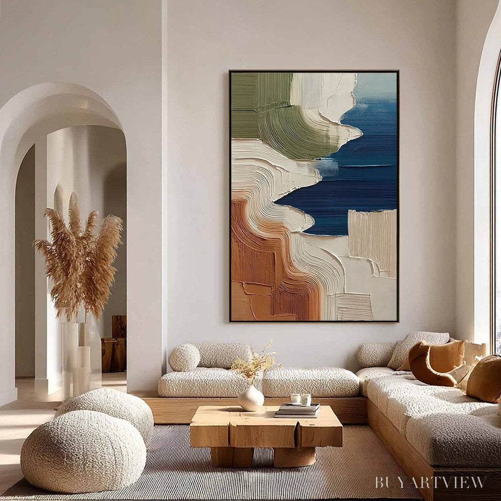 ARTOVITAS Terra E Mare – Heavy Texture Abstract Coastal Landscape Painting - image 4