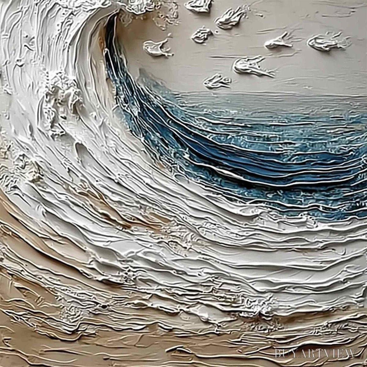 ARTOVITAS Crescendo | Textured Coastal Wave Impasto Original Oil Painting - image 3