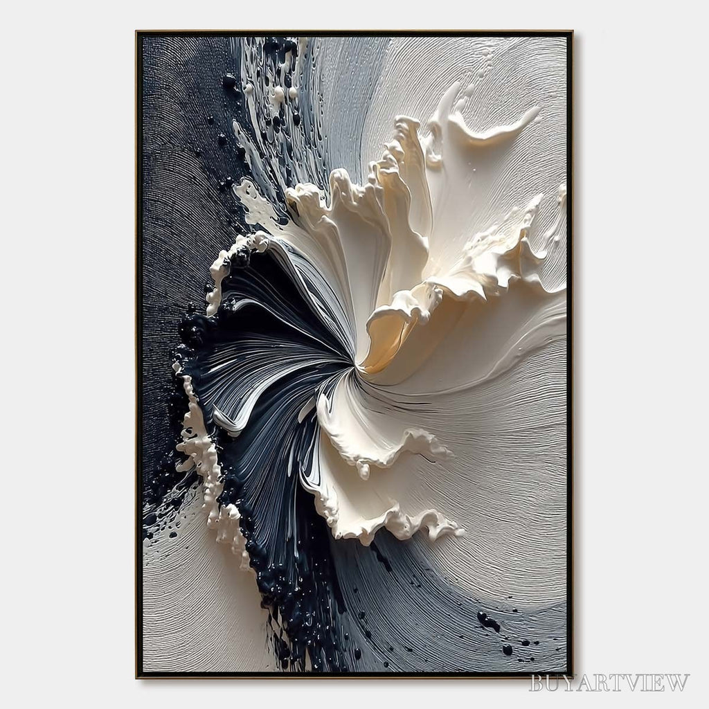ARTOVITAS Eclipse in Bloom – Textured Wabi Sabi Abstract Floral Painting - image 1