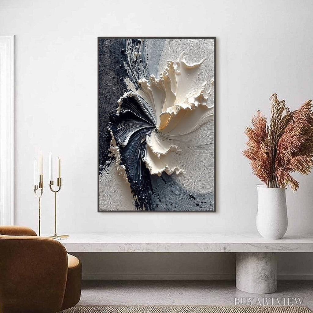 ARTOVITAS Eclipse in Bloom – Textured Wabi Sabi Abstract Floral Painting - image 2