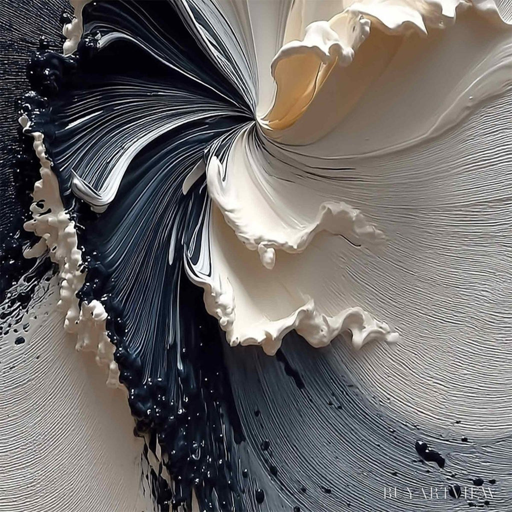ARTOVITAS Eclipse in Bloom – Textured Wabi Sabi Abstract Floral Painting - image 5