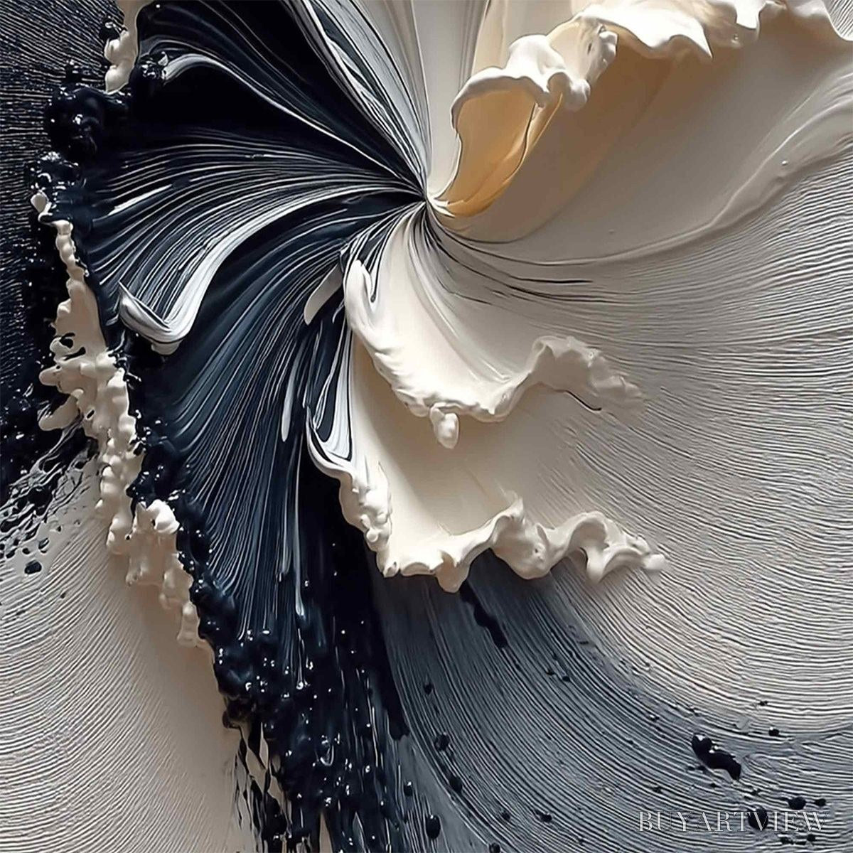 ARTOVITAS Eclipse in Bloom – Textured Wabi Sabi Abstract Floral Painting - image 5