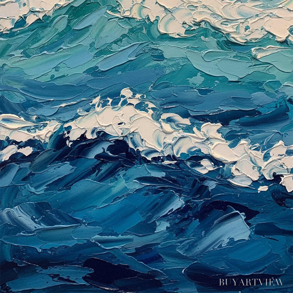 ARTOVITAS Azure Crest – Textured Impasto Ocean Wave - image 3