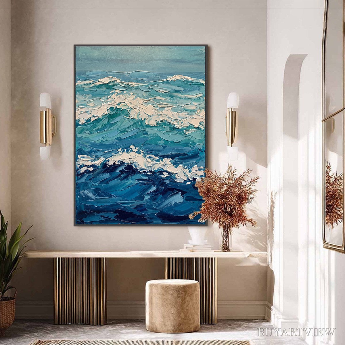 ARTOVITAS Azure Crest – Textured Impasto Ocean Wave - image 4