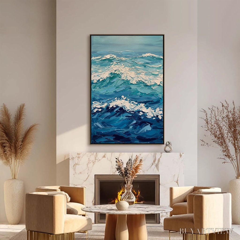ARTOVITAS Azure Crest – Textured Impasto Ocean Wave - image 6