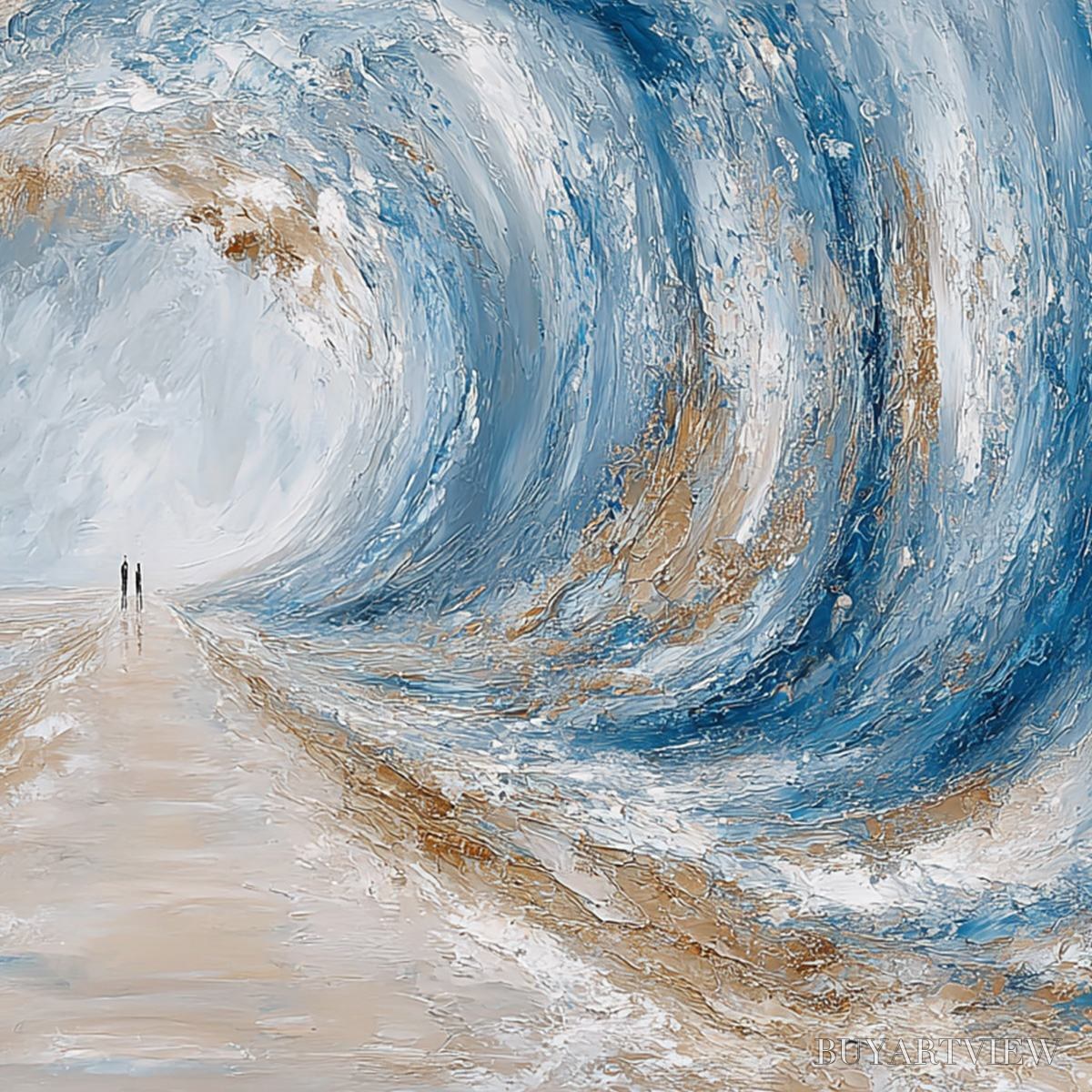 ARTOVITAS the Path Within the Tide – Large Textured Abstract Seascape Painting - image 3