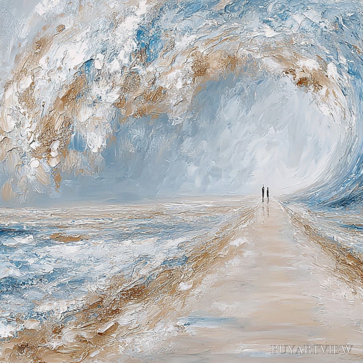 ARTOVITAS the Path Within the Tide – Large Textured Abstract Seascape Painting - image 5