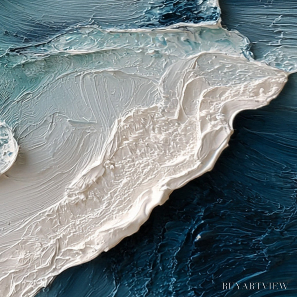 ARTOVITAS Tidal Rhythm – Wabi Sabi Textured Abstract Ocean Wave Painting - image 3