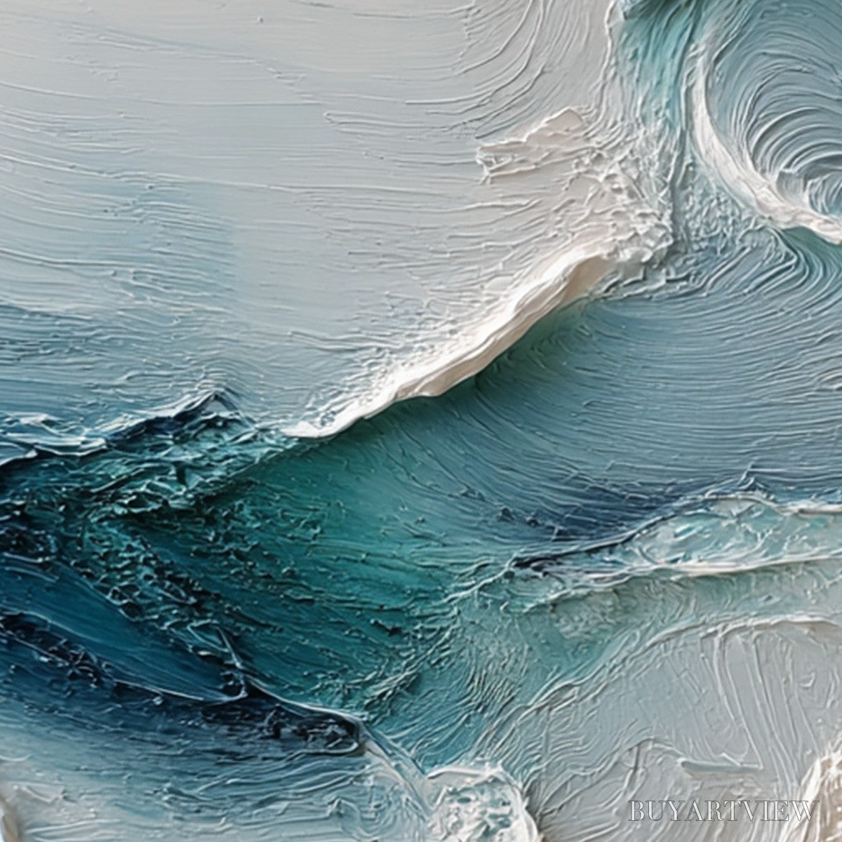 ARTOVITAS Tidal Rhythm – Wabi Sabi Textured Abstract Ocean Wave Painting - image 5