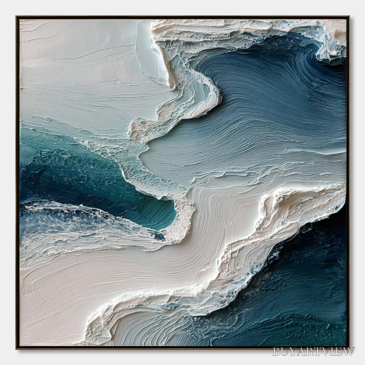 ARTOVITAS Aegean Tide – Textured Wabi Sabi Abstract Seascape Painting - image 1