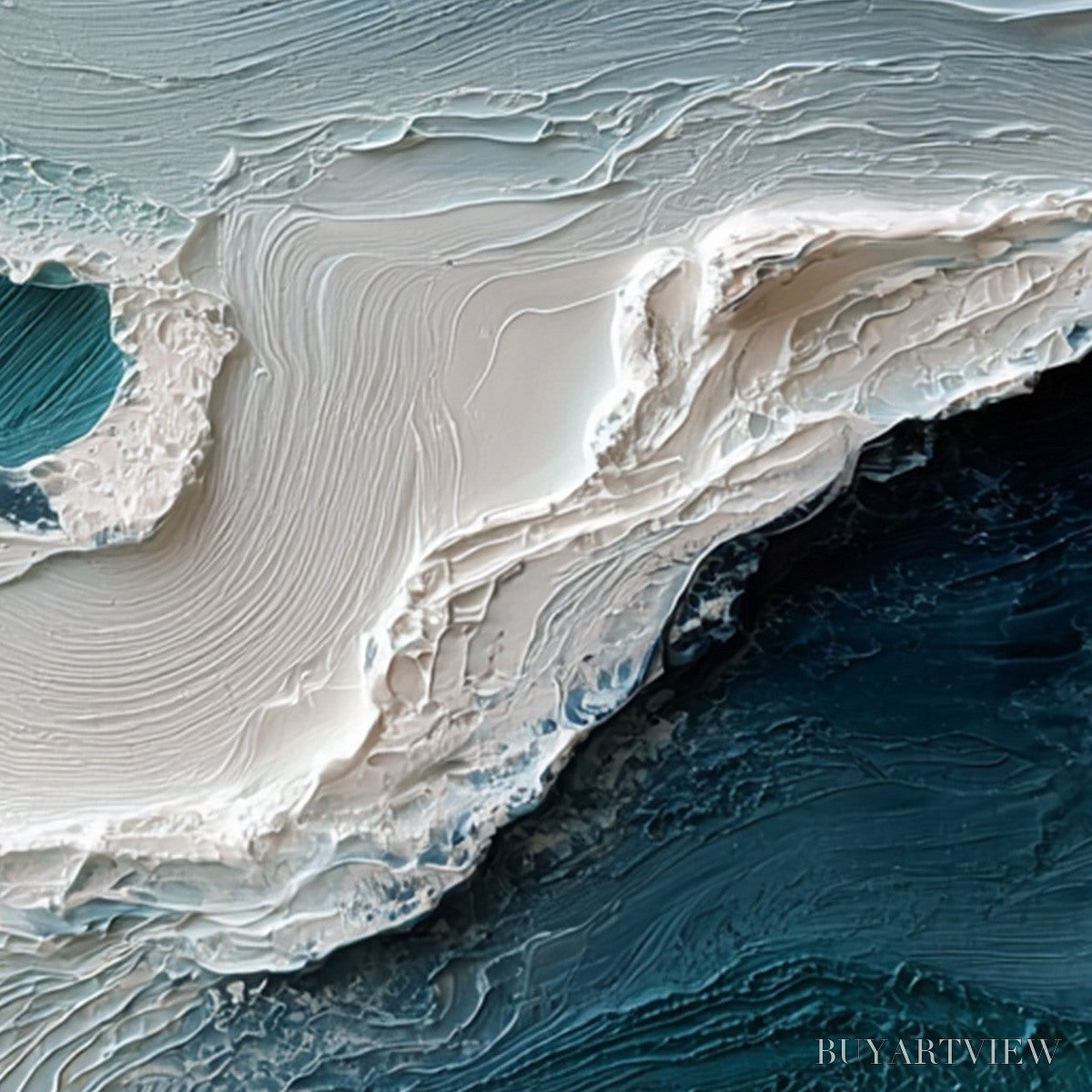 ARTOVITAS Aegean Tide – Textured Wabi Sabi Abstract Seascape Painting - image 3