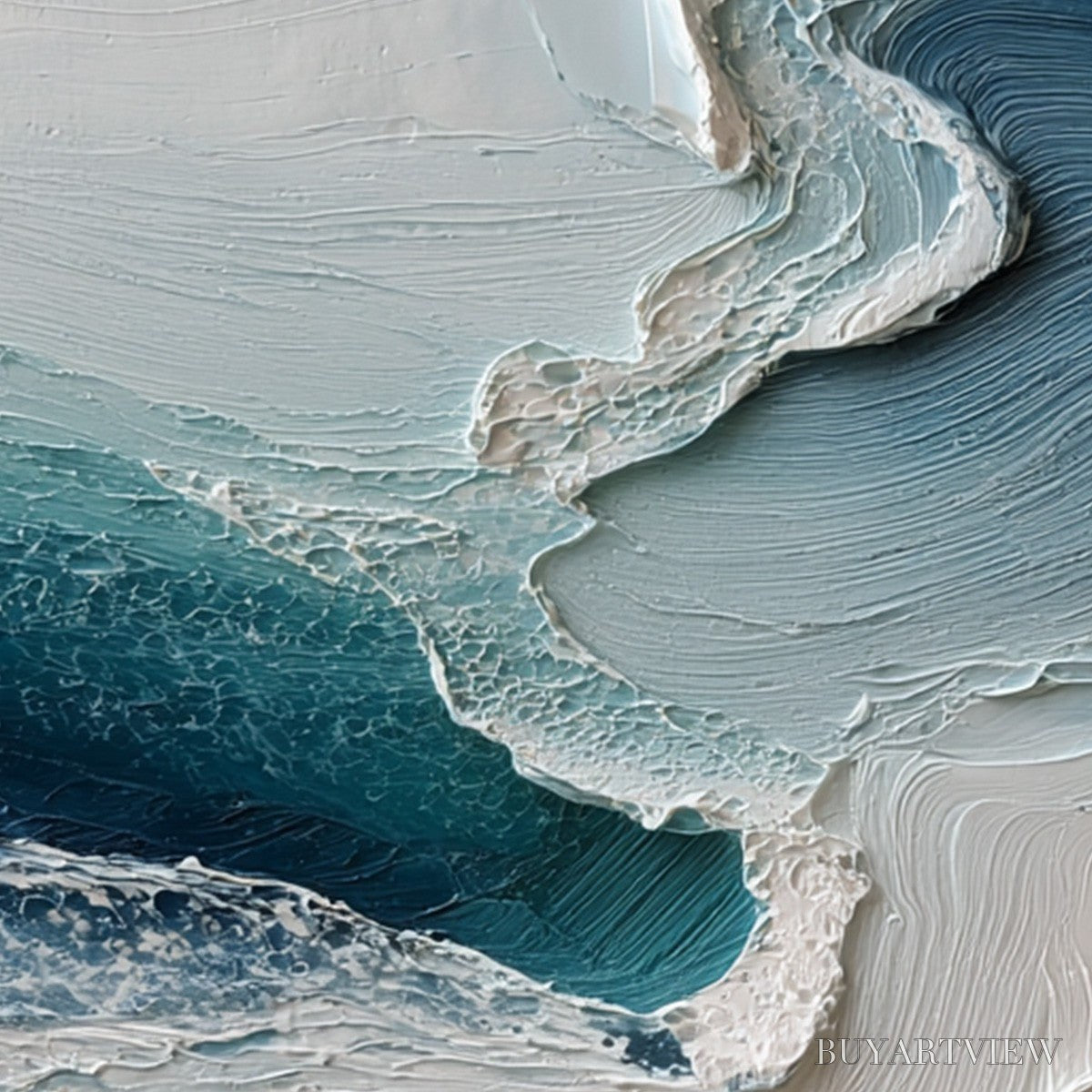 ARTOVITAS Aegean Tide – Textured Wabi Sabi Abstract Seascape Painting - image 5