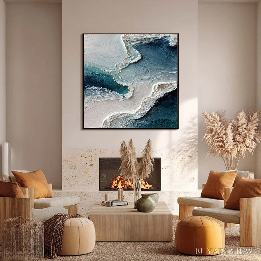 ARTOVITAS Aegean Tide – Textured Wabi Sabi Abstract Seascape Painting - image 6