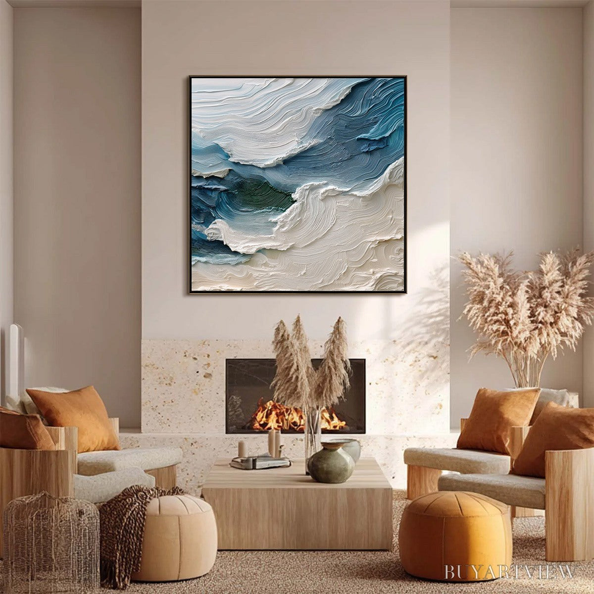 ARTOVITAS Atlantic Swell – Heavily Textured Abstract Seascape Painting for Coastal Decor - image 2