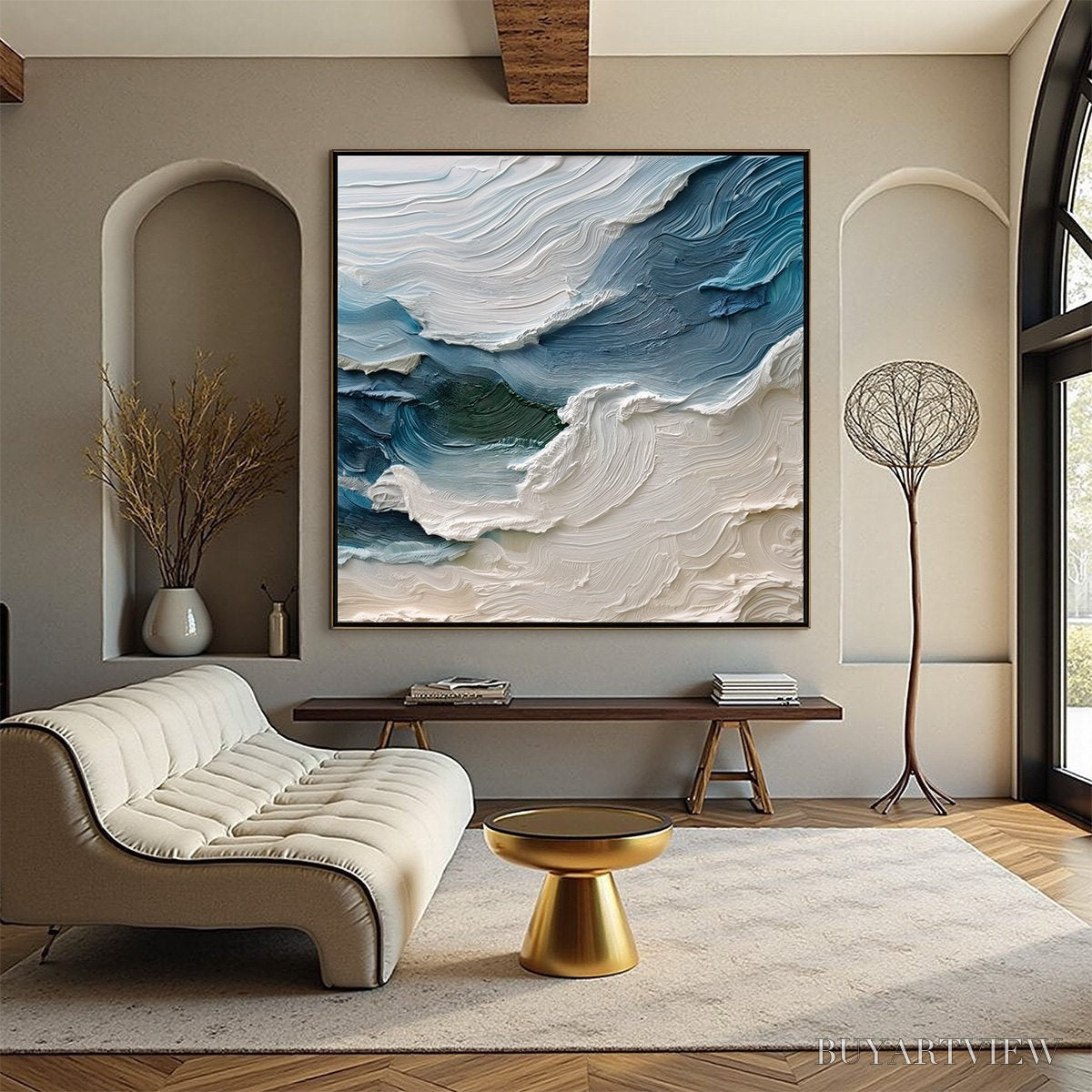 ARTOVITAS Atlantic Swell – Heavily Textured Abstract Seascape Painting for Coastal Decor - image 4