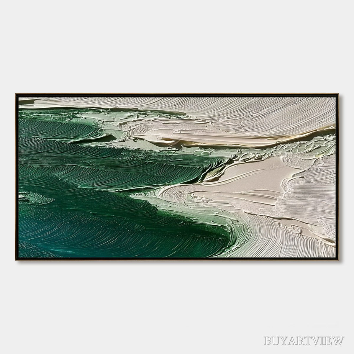 ARTOVITAS Emerald Tide – Textured Wabi Sabi Abstract Coastal Painting - image 1