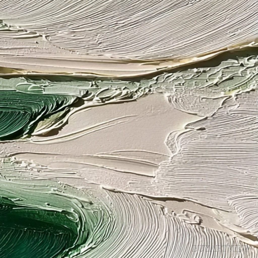 ARTOVITAS Emerald Tide – Textured Wabi Sabi Abstract Coastal Painting - image 3