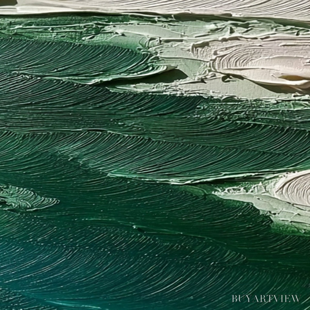 ARTOVITAS Emerald Tide – Textured Wabi Sabi Abstract Coastal Painting - image 5