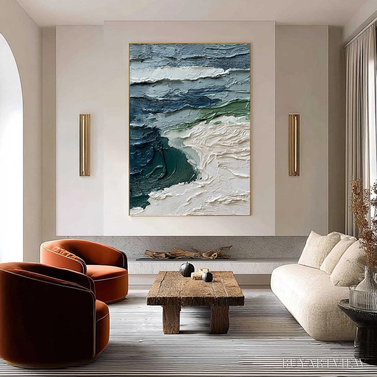 ARTOVITAS Atlantic Crest – Textured Wabi Sabi Seascape Impasto Oil Painting - image 2