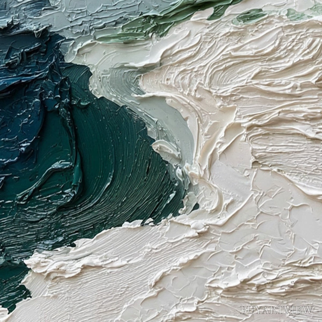 ARTOVITAS Atlantic Crest – Textured Wabi Sabi Seascape Impasto Oil Painting - image 3