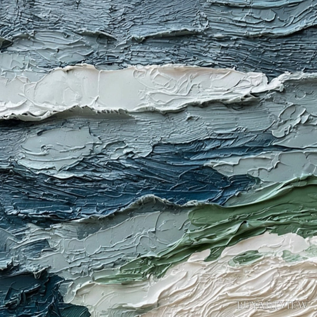 ARTOVITAS Atlantic Crest – Textured Wabi Sabi Seascape Impasto Oil Painting - image 5